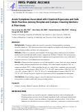 Cover page: Acute symptoms associated with chemical exposures and safe work practices among hospital and campus cleaning workers: a pilot study.