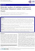 Cover page: Molecular markers of antifolate resistance in Plasmodium falciparum isolates from Luanda, Angola