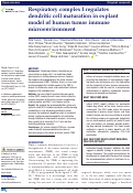 Cover page: Respiratory complex I regulates dendritic cell maturation in explant model of human tumor immune microenvironment.