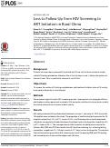 Cover page: Loss to Follow-Up from HIV Screening to ART Initiation in Rural China.