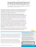 Cover page: Hospital-Based Quality Measures for Pediatric Mental Health Care