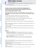 Cover page: Access, referral, service provision and management of individuals with primary progressive aphasia: A survey of speech‐language therapists in Italy