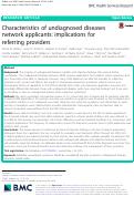 Cover page: Characteristics of undiagnosed diseases network applicants: implications for referring providers.