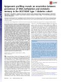 Cover page: Epigenomic profiling reveals an association between persistence of DNA methylation and metabolic memory in the DCCT/EDIC type 1 diabetes cohort