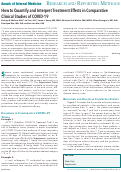 Cover page: How to Quantify and Interpret Treatment Effects in Comparative Clinical Studies of COVID-19