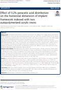 Cover page: Effect of 0.2% peracetic acid disinfection on the horizontal dimension of implant framework indexed with two autopolymerized acrylic resins