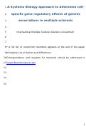 Cover page: A systems biology approach uncovers cell-specific gene regulatory effects of genetic associations in multiple sclerosis