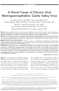 Cover page: A novel cause of chronic viral meningoencephalitis: Cache Valley virus