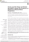 Cover page: Hoehn and Yahr Stage and Striatal Dat-SPECT Uptake Are Predictors of Parkinson’s Disease Motor Progression