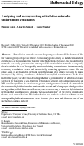 Cover page: Analyzing and reconstructing reticulation networks under timing constraints