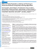 Cover page: Effects of Study Population, Labeling and Training on Glaucoma Detection Using Deep Learning Algorithms