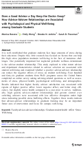 Cover page: Does a Good Advisor a Day Keep the Doctor Away? How Advisor-Advisee Relationships are Associated with Psychological and Physical Well-Being among Graduate Students