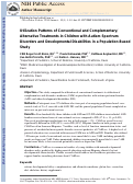 Cover page: Utilization Patterns of Conventional and Complementary/Alternative Treatments in Children with Autism Spectrum Disorders and Developmental Disabilities in a Population-Based Study