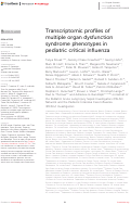 Cover page: Transcriptomic profiles of multiple organ dysfunction syndrome phenotypes in pediatric critical influenza.