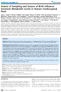 Cover page: Season of Sampling and Season of Birth Influence Serotonin Metabolite Levels in Human Cerebrospinal Fluid