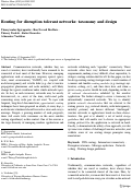 Cover page: Routing for disruption tolerant networks: taxonomy and design