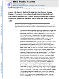 Cover page: Grams ME, Sang Y, Ballew SH, et&nbsp;al, for the Chronic Kidney Disease Prognosis Consortium. Predicting timing of clinical outcomes in patients with chronic kidney disease and severely decreased glomerular filtration rate. Kidney Int. 2018;93:1442–1451