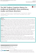 Cover page: The NIH Toolbox Cognitive Battery for intellectual disabilities: three preliminary studies and future directions.