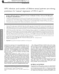 Cover page: HPV infection and number of lifetime sexual partners are strong predictors for 'natural' regression of CIN 2 and 3.