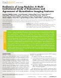 Cover page: Radiomics of Lung Nodules: A Multi-Institutional Study of Robustness and Agreement of Quantitative Imaging Features