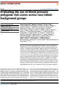 Cover page: Evaluating the use of blood pressure polygenic risk scores across race/ethnic background groups