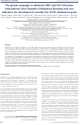 Cover page: The global campaign to eliminate HBV and HCV infection: International Viral Hepatitis Elimination Meeting and core indicators for development towards the 2030 elimination goals