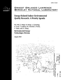 Cover page: Energy-Related Indoor Environmental Quality Research: A Priority Agenda