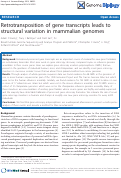 Cover page: Retrotransposition of gene transcripts leads to structural
variation in mammalian genomes