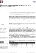 Cover page: Establishing Newborn Screening for SCID in the USA: Experience in California †