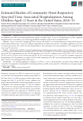 Cover page: Estimated Burden of Community-Onset Respiratory Syncytial Virus-Associated Hospitalizations Among Children Aged &lt;2 Years in the United States, 2014-15.