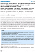 Cover page: Evaluation of Association of HNF1B Variants with Diverse Cancers: Collaborative Analysis of Data from 19 Genome-Wide Association Studies