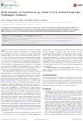 Cover page: Draft Genome of Pseudomonas sp. Strain 11/12A, Isolated from Lake Washington Sediment