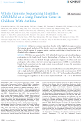 Cover page: Whole Genome Sequencing Identifies CRISPLD2 as a Lung Function Gene in Children With Asthma