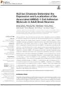 Cover page: Kv2 Ion Channels Determine the Expression and Localization of the Associated AMIGO-1 Cell Adhesion Molecule in Adult Brain Neurons