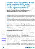 Cover page: Cancer and Leukemia Group B 90203 (Alliance): Radical Prostatectomy With or Without Neoadjuvant Chemohormonal Therapy in Localized, High-Risk Prostate Cancer.