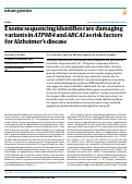 Cover page: Exome sequencing identifies rare damaging variants in ATP8B4 and ABCA1 as risk factors for Alzheimer’s disease