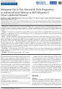 Cover page: Marijuana Use Is Not Associated With Progression to Advanced Liver Fibrosis in HIV/Hepatitis C Virus–coinfected Women