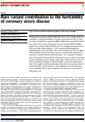 Cover page: Rare variant contribution to the heritability of coronary artery disease.