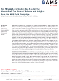 Cover page: Are Atmospheric Models Too Cold in the Mountains? The State of Science and Insights from the SAIL Field Campaign