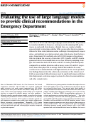 Cover page: Evaluating the use of large language models to provide clinical recommendations in the Emergency Department.