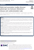 Cover page: Multi-trait association studies discover pleiotropic loci between Alzheimer’s disease and cardiometabolic traits