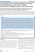 Cover page: An Assessment of the Screening Method to Evaluate Vaccine Effectiveness: The Case of 7-Valent Pneumococcal Conjugate Vaccine in the United States