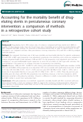 Cover page: Accounting for the mortality benefit of drug-eluting stents in percutaneous coronary intervention:  a comparison of methods in a retrospective cohort study