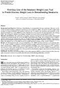 Cover page: First-Day Use of the Newborn Weight Loss Tool to Predict Excess Weight Loss in Breastfeeding Newborns