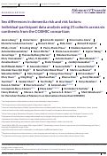 Cover page: Sex differences in dementia risk and risk factors: Individual-participant data analysis using 21 cohorts across six continents from the COSMIC consortium.