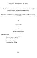 Cover page: Language Experience and Socioeconomic Status (SES): Implications for Language, Cognitive, and Brain Development in Bilingual Children