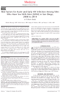 Cover page: Risk Factors for Acute and Early HIV Infection Among Men Who Have Sex With Men (MSM) in San Diego, 2008 to 2014