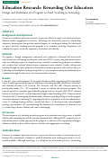 Cover page of Education Research: Rewarding Our Educators: Design and Evaluation of a Program to Fund Teaching in Neurology.