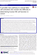 Cover page: A possible new pathway in natural killer cell activation also reveals the difficulty in determining human NK cell function in cancer