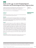 Cover page: Early vs late age at onset frontotemporal dementia and frontotemporal lobar degeneration